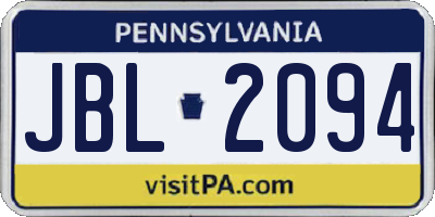 PA license plate JBL2094