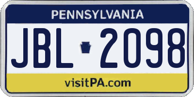 PA license plate JBL2098