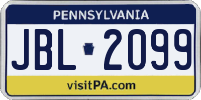 PA license plate JBL2099