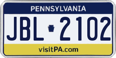 PA license plate JBL2102