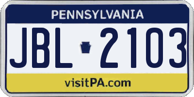 PA license plate JBL2103