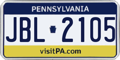 PA license plate JBL2105