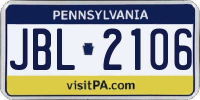 PA license plate JBL2106