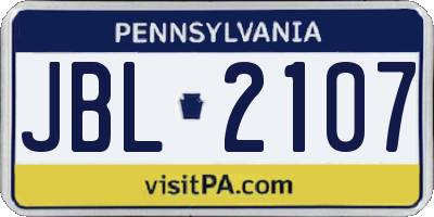 PA license plate JBL2107