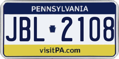 PA license plate JBL2108