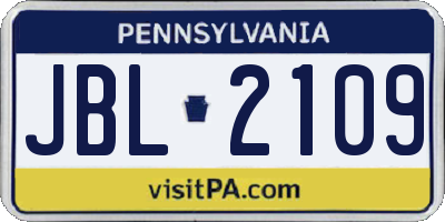 PA license plate JBL2109