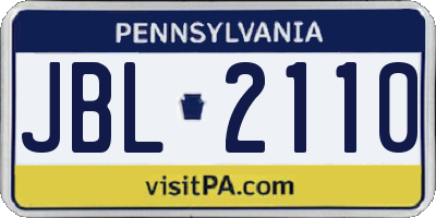 PA license plate JBL2110