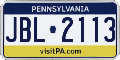 PA license plate JBL2113