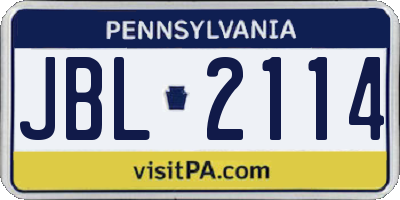 PA license plate JBL2114