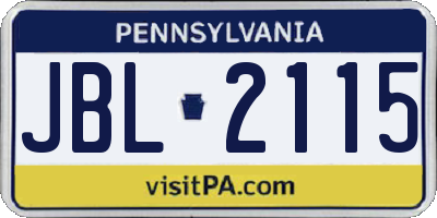 PA license plate JBL2115