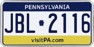 PA license plate JBL2116