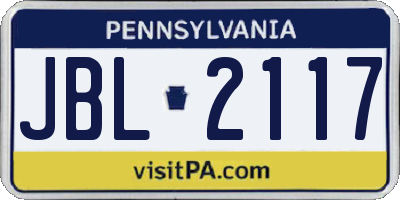 PA license plate JBL2117