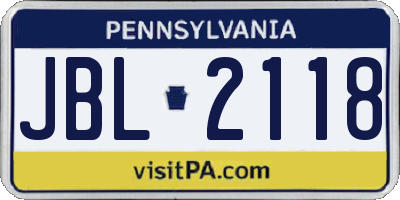 PA license plate JBL2118