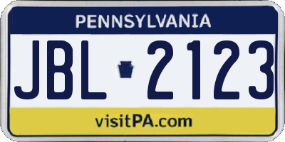 PA license plate JBL2123