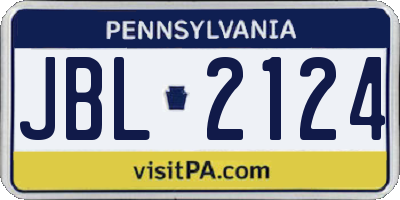 PA license plate JBL2124