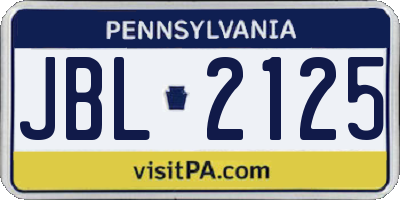 PA license plate JBL2125