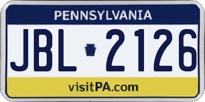 PA license plate JBL2126