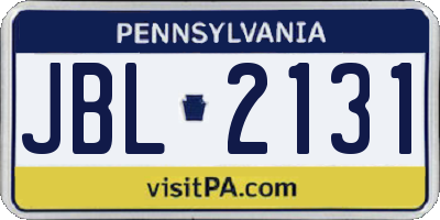 PA license plate JBL2131