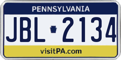 PA license plate JBL2134