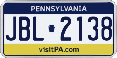 PA license plate JBL2138