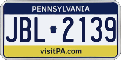 PA license plate JBL2139