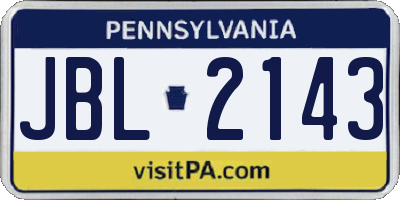 PA license plate JBL2143