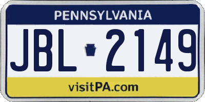 PA license plate JBL2149