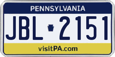 PA license plate JBL2151