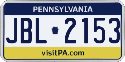 PA license plate JBL2153