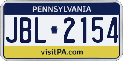 PA license plate JBL2154