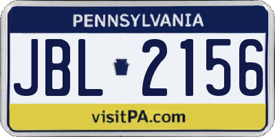 PA license plate JBL2156