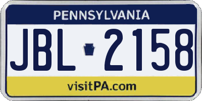 PA license plate JBL2158