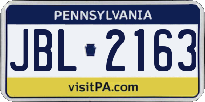 PA license plate JBL2163