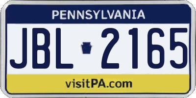 PA license plate JBL2165