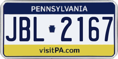 PA license plate JBL2167