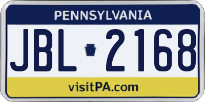 PA license plate JBL2168