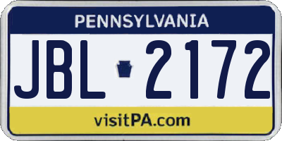 PA license plate JBL2172