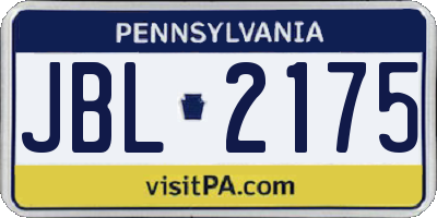 PA license plate JBL2175