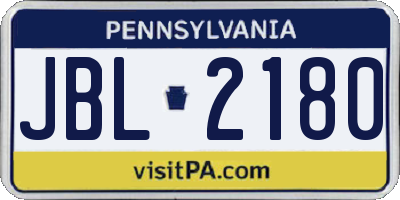 PA license plate JBL2180