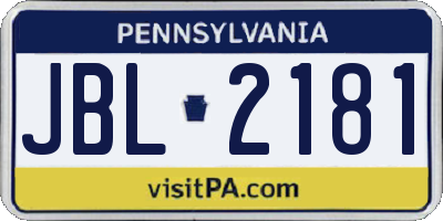 PA license plate JBL2181