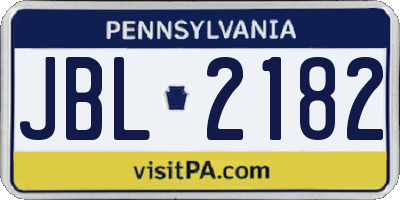 PA license plate JBL2182