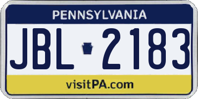 PA license plate JBL2183