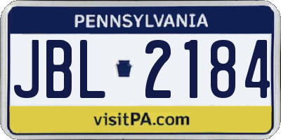 PA license plate JBL2184