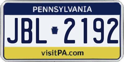 PA license plate JBL2192