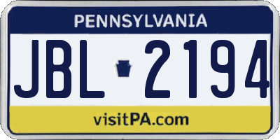 PA license plate JBL2194