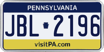 PA license plate JBL2196