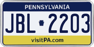 PA license plate JBL2203