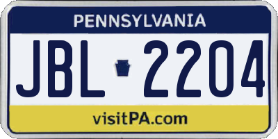 PA license plate JBL2204