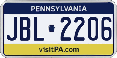 PA license plate JBL2206