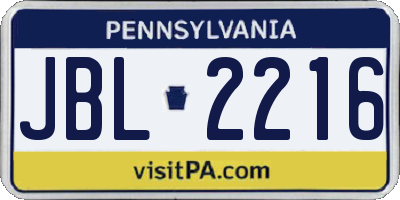 PA license plate JBL2216